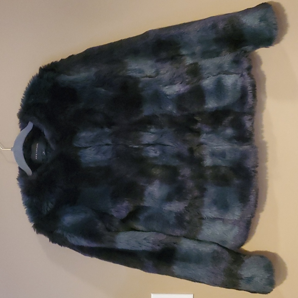 ANN TAYLOR Plaid Plush Faux Fur Jacket Size XS - Picture 4 of 11